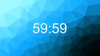 1 hour (60 minute) Silent Timer - count UP - blue polygon background