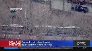 Freight train derails in Ayer