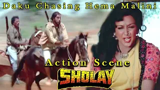 Daku Chasing Hema Malini | Action Scene | Sholay Hindi Movie