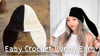 Easy Crochet Bunny Ears for Beanie (Beginner Tutorial)