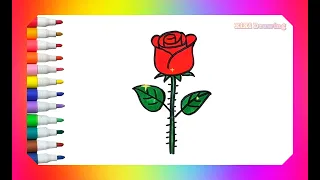 How To Draw A Rose 🌹Step By Step 🎨 Drawing And Coloring A Rose🌹 💖 Drawings For Kids