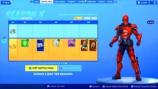 SEASON 10 BATTLE PASS All 100 TIERS UNLOCKED..! (FREE OG Emote) Fortnite Battle Royale