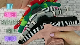 How to make Barbie Sweaters from Socks!  #diybarbieclothes #diybarbie