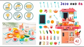 Unboxing Modern Kitchen Kids Toy Set with Sound, Steam, Water, Light With Kid Happy Background Music