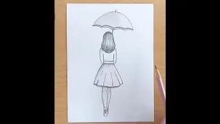 Как нарисовать девочку с зонтиком (шаг за шагом) (How to draw a girl with umbrella (step by step))