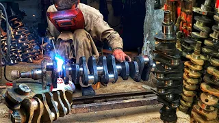 How to Repair Broken Crankshaft || Rebuilding a Wrecked Crankshaft  || Welding a Broken Crankshaft