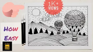 How to draw zentangle art||zentangle landscape patterns