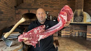 Brutal Tomahawk steak weighing 15 KG! BIG STEAK