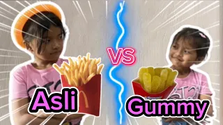 CHALLENGE !! MAKANAN ASLI VS PERMEN JELY ! real food vs gummy | Meitya and Brilian Chanel