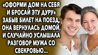 «Оформи дом на себя и бросай её» забыв билет на поезд, она вернулась домой, и случайно услышала…