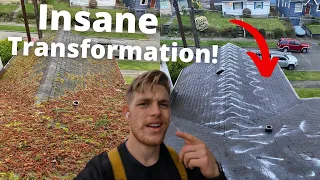 CLEANING A CRAZY MOSSY ROOF: How To Do It Safely (And Easily!)