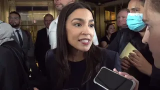 "Send Them Back!" - AOC migrant press conference DISRUPTED outside NYC Roosevelt hotel