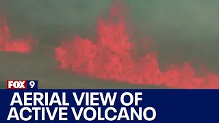 Aerial view of Mauna Loa volcano eruption