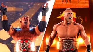 Goldberg vs Brock Lesnar EPIC DUAL Title Match at Wrestlemania + HUGE GOLDBERG POP | WWE 2K22 PS5 4K