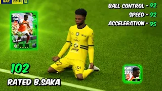 102 Rated B.Saka Review In eFootball | 95 Acceleration | Is He Worth? | #efootball