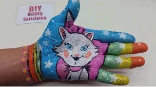 Learn Colors for Children 😊 DIY How to Make Body Paint with cute little white kitty 😊