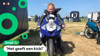 Anouk van 9 rijdt nu al superhard motor