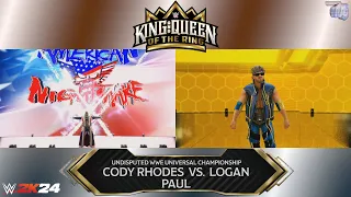 #WWE2K24 | King And Queen Of The Ring: Cody Rhodes Vs Logan Paul (WWE Undisputed Championship Match)