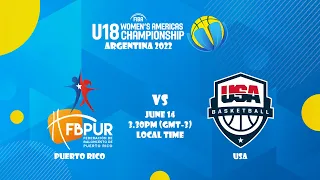 Puerto Rico v USA Basketball | Full Basketball Game | FIBA U18 Women’s Americas Championship 2022