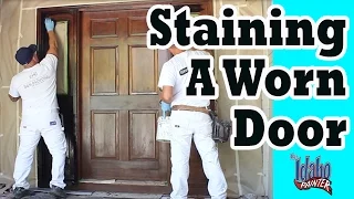 STAINING A DOOR.  How to refinish a door. Door glazing tips.