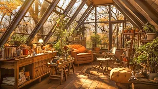 Happy Autumn Morning ☕ Cozy Cabin Ambience with Relaxing Jazz Instrumental Music for Working,Study