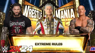 WWE 2K24 - Triple Threat - Roman Reigns vs Randy Orton vs Cody Rhodes Extreme Rules