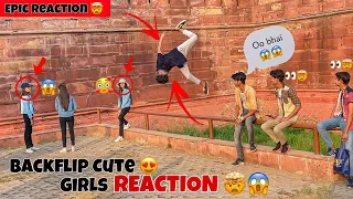 Backflip Cute 🥰 Girls Reaction 🤯😱 || Backflip in public || Flip in public at Red Fort 🇮🇳