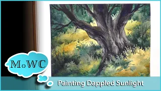 Dappled Light Tree & Glade Landscape. Watercolor & Gouache. + New Watercolor Bowls!