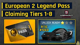 Asphalt 9 | European 2 Legend Pass - CLAIMING Tiers 1-8 Rewards | RTG #560