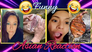 See The Reaction of Pretty Asian Girls Preparing Cooking Meat | Gone Wrong | Only Legends Knows