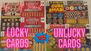 Lucky lottery scratch cards vs Unlucky Lottery scratch tickets. Which will beat the other for wins?