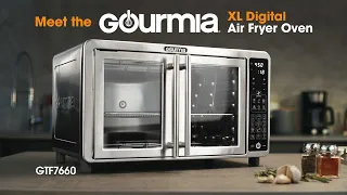 Meet the Gourmia XL 12-Slice Digital Air Fryer Oven with 19 Presets & Single-Pull French Doors