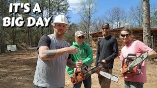 DANGER ON THE MOUNTAIN tiny house, homesteading, off-grid, cabin build, DIY, HOWTO, sawmill, tractor