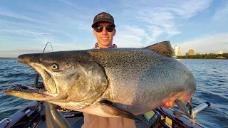 GIANT SALMON ON LIGHT GEAR!!! - Fall Kings in Milwaukee Harbor!!