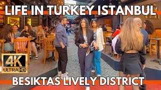 TURKEY ISTANBUL BESIKTAS BAZAAR,MARKETS,STREET FOODS,BARS,RESTAURANTS 4K WALKING TOUR