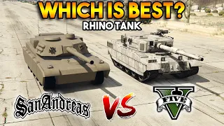 GTA 5 RHINO TANK VS GTA SAN ANDREAS RHINO TANK : WHICH IS BEST?