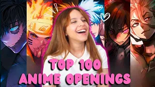 First Time Anime Watcher Reacts to Top 100 Anime Openings ♡ Reaction