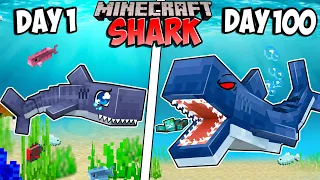 I Survived 100 Days as a SHARK in Minecraft