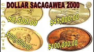 Valor del dólar Sacagawea de 2000 P:cuánto vale hoy en 2024? Màs $200,000.00