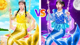 Day Mermaid Vs Night Mermaid At One Colored Makeover Challenge! | Baby Doll And Mike