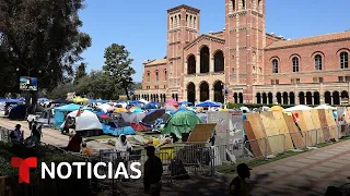 La policía de UCLA declara campamentos universitarios como reuniones ilegales | Noticias Telemundo