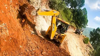 Mountain Road Construction with JCB Backhoe | Excavator Videos | JCB Backhoe | Excavator Planet