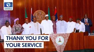 Buhari Meets With Outgoing Ministers, Thanks Them For Their Service
