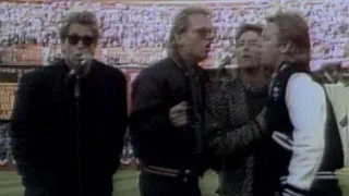 1987 NLCS Gm3: Huey Lewis & the News perform the national anthem before Game 3 of the NLCS