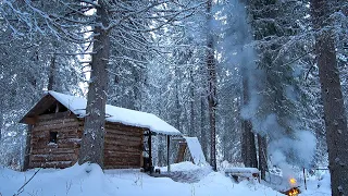 SOLO LIVING IN A LOG CABIN OFF GRID.