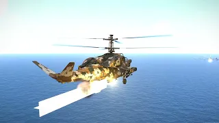 Iran's Ka-52 helicopter destroys a US aircraft carrier carrying 100 fighter jets in the Red Sea.