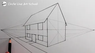 How to Draw a House using Two Point Perspective for Beginners