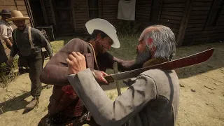 Red Dead Redemption 2 - Knife/Sword Fights - Brutal Kills - Euphoria Ragdoll Physics Gameplay - RDR2