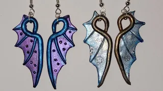 Polymer Clay Dragon Wing Earrings From Scratch #polymerclayearrings #clayjewelry #claytutorial