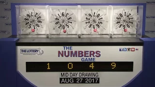 Midday Numbers Game Drawing: Sunday, August 27, 2017